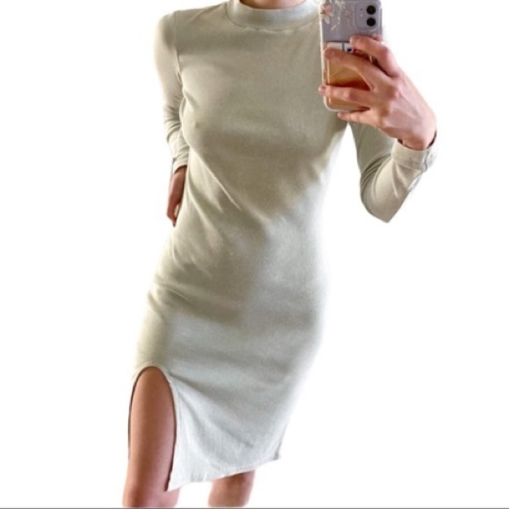 NWT Revolve Young Fabulous & Broke Sage Long Sleeve Mock Neck Bodycon Dress